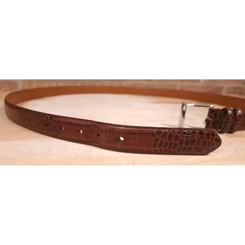 Polo Ralph Lauren Faux Alligator Brown Italian‎ Leather Belt Mens Size 56 / 140